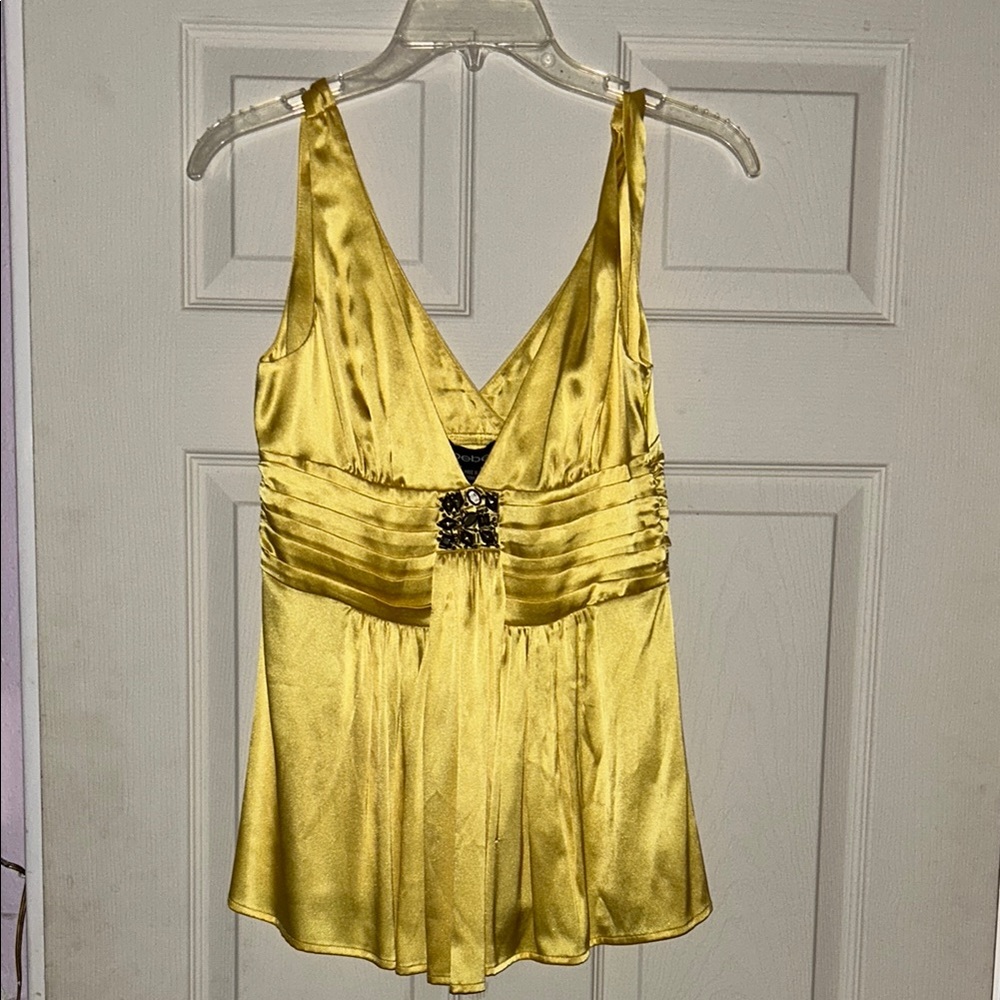 Elegant Yellow Satin Women's Top